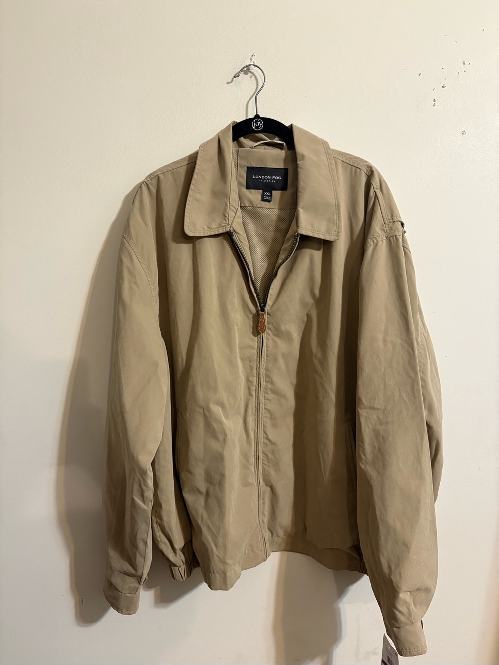 London Fog jacket Men's‎ Khaki Tan Full Zip Barbour Bomber Jacket Size XXL NWT